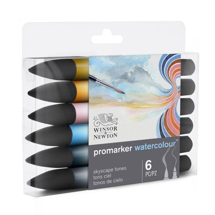 Winsor & Newton Promarker Watercolour 6 Sky Tones Set, Paint Markers JA0067640