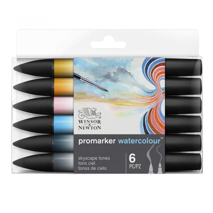 Winsor & Newton Promarker Watercolour 6 Sky Tones Set, Paint Markers JA0067640