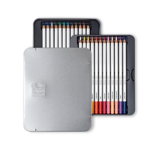 Winsor & Newton Watercolour Pencils, Tin of 24, Studio Collection, Assorted Colours JA0023470