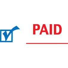 XStamper CX-BN 2024 PAID With Icon Self Inking Rubber Stamp, Red/Blue AO5020240