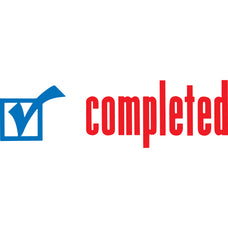XStamper CX-BN 2026 COMPLETED With Icon Self Inking Rubber Stamp, Red/Blue AO5020260