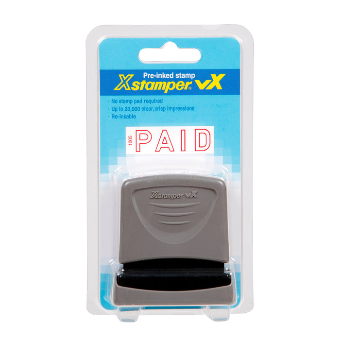 XStamper PAID Self Inking Rubber Stamp, Red AO57100562
