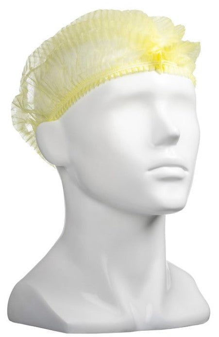 Yellow Polypropylene 12gsm Crimp Hats 530mm x 1000 pieces pack MPH30050