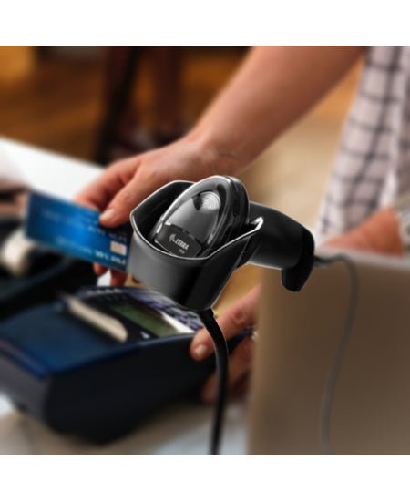 Zebra DS2208 Barcode Scanner, Black Standard Range 1D/2D Handheld Corded Kit, Scanner, Shielded USB Cable & Stand Included SKSCZEDS2208-SR7U2100SGW