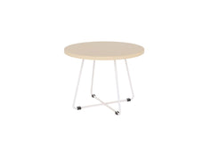 Zion 600mm Round Coffee, White Frame, Nordic Maple Top KG_ZION6RW_NM