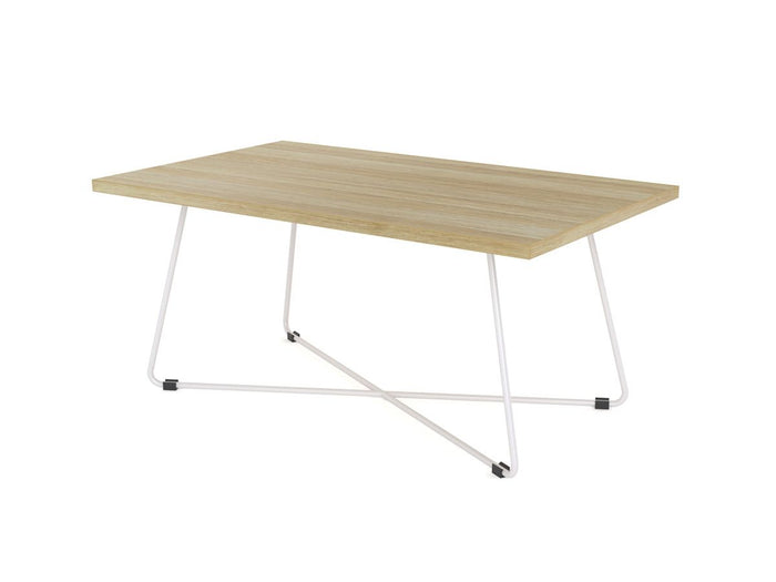 Zion Coffee Table 1000mm x 600mm, White Frame, Atlantic Oak Top KG_ZION106SW_AO