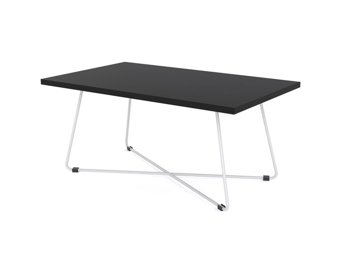 Zion Coffee Table 1000mm x 600mm, White Frame, Black Top KG_ZION106SW_BL